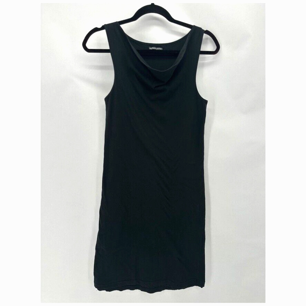 Les Racines Du Ciel Jersey Knit Dress Size S Black Lined Preppy LBD Quiet Luxury